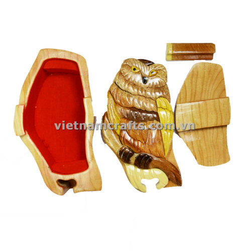 Buy Wholesale Intarsia Jewelry Wooden Puzzle Box Vietnam Owl (1)