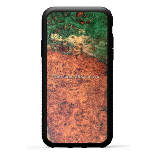 Wholesale Vietnam Handmade Wooden Resin Phone Case Cover Green Burl copy