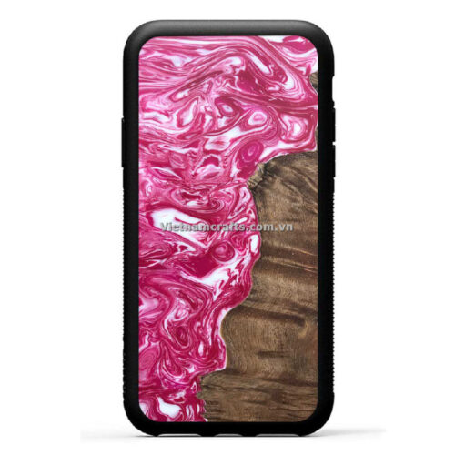 Wholesale Vietnam Handmade Wooden Resin Phone Case Cover Pink Swirls copy