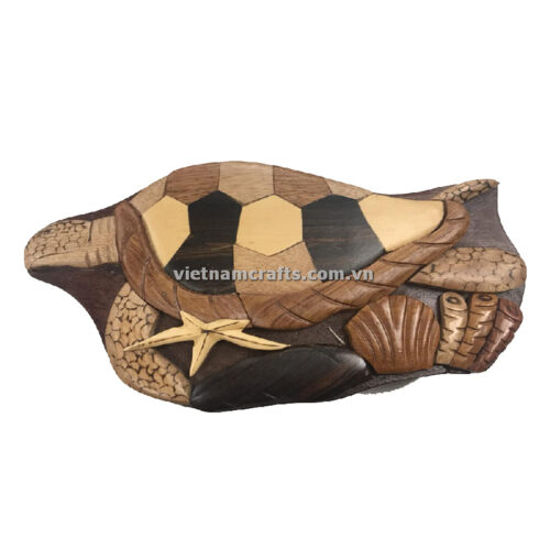 Wholesale Intarsia wooden puzzle box Sea Turtle