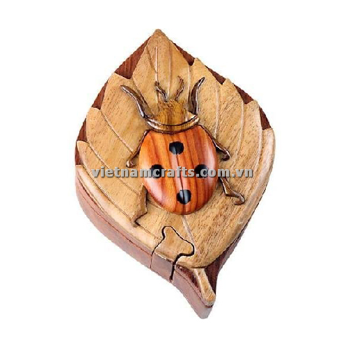 Intarsia wood art wholesale Secret Wooden puzzle box manufacture Handcrafted wooden supplier made in Vietnam a Bug Puzzle Box