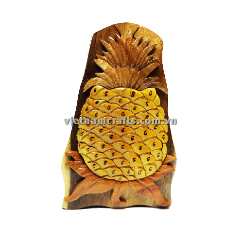 Intarsia wood art wholesale Secret Wooden puzzle box manufacture Handcrafted wooden supplier made in Vietnam a PineApple Puzzle Box