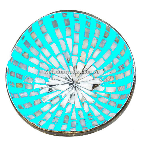 CCB64B Wholesale Eco Friendly Coconut Shell Lacquer Bowls Natural Serving Bowl Coconut Shell Supplier Vietnam Manufacture Turquoise