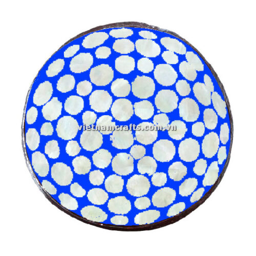CCB66A Wholesale Eco Friendly Coconut Shell Lacquer Bowls Natural Serving Bowl Coconut Shell Supplier Vietnam Manufacture Blue