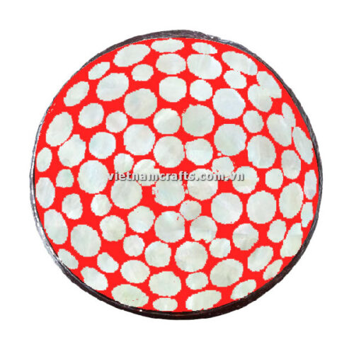 CCB66A Wholesale Eco Friendly Coconut Shell Lacquer Bowls Natural Serving Bowl Coconut Shell Supplier Vietnam Manufacture Red