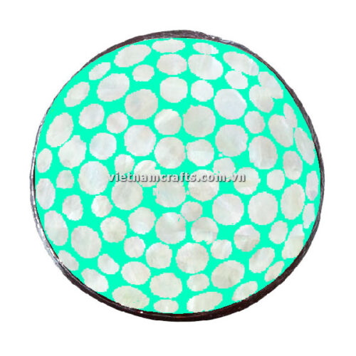 CCB66A Wholesale Eco Friendly Coconut Shell Lacquer Bowls Natural Serving Bowl Coconut Shell Supplier Vietnam Manufacture Turquoise