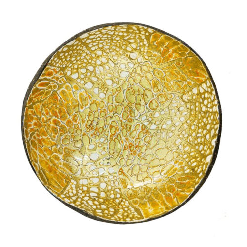 CCB67 Wholesale Eco Friendly Coconut Shell Lacquer Bowls Natural Serving Bowl Coconut Shell Supplier Vietnam Manufacture Yellow