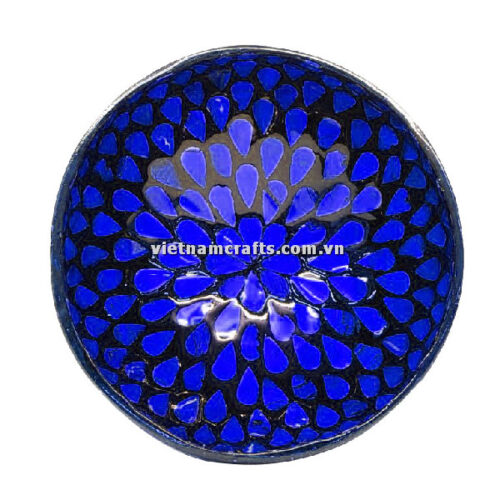 CCB68 Wholesale Eco Friendly Coconut Shell Lacquer Bowls Natural Serving Bowl Coconut Shell Supplier Vietnam Manufacture Blue