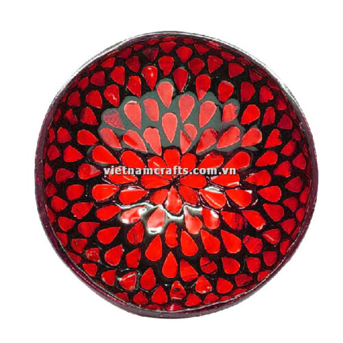 CCB68 Wholesale Eco Friendly Coconut Shell Lacquer Bowls Natural Serving Bowl Coconut Shell Supplier Vietnam Manufacture Red
