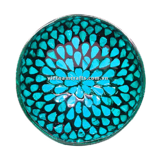 CCB68 Wholesale Eco Friendly Coconut Shell Lacquer Bowls Natural Serving Bowl Coconut Shell Supplier Vietnam Manufacture Turquoise