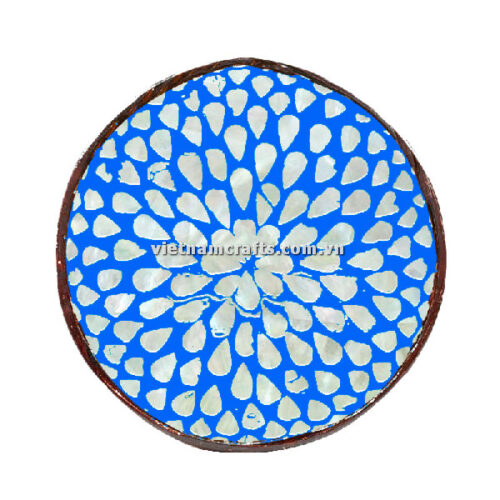CCB68A Wholesale Eco Friendly Coconut Shell Lacquer Bowls Natural Serving Bowl Coconut Shell Supplier Vietnam Manufacture Blue