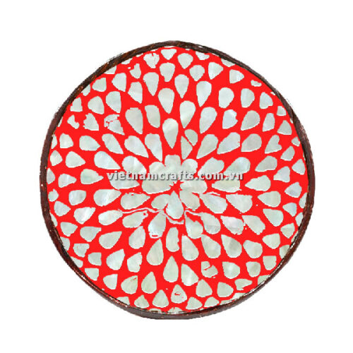 CCB68A Wholesale Eco Friendly Coconut Shell Lacquer Bowls Natural Serving Bowl Coconut Shell Supplier Vietnam Manufacture Red