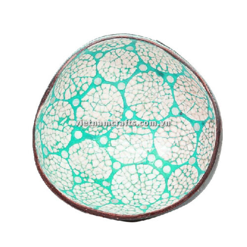 CCB69 Wholesale Eco Friendly Coconut Shell Lacquer Bowls Natural Serving Bowl Coconut Shell Supplier Vietnam Manufacture Turquoise
