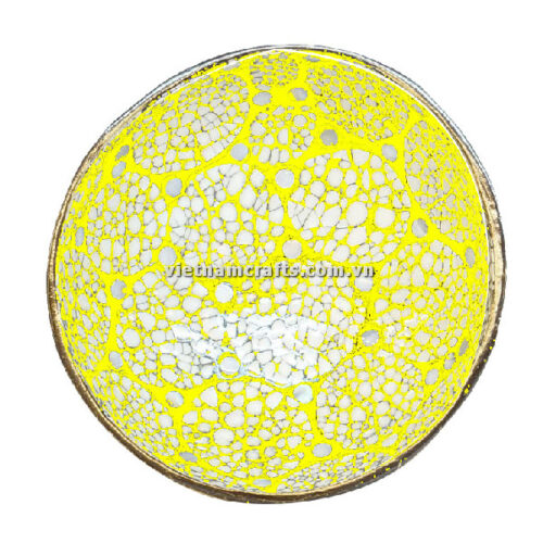CCB69 Wholesale Eco Friendly Coconut Shell Lacquer Bowls Natural Serving Bowl Coconut Shell Supplier Vietnam Manufacture Yellow