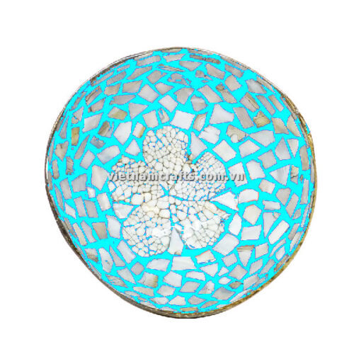 CCB74 Wholesale Eco Friendly Coconut Shell Lacquer Bowls Natural Serving Bowl Coconut Shell Supplier Vietnam Manufacture Turquoise