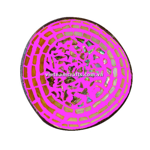 CCB89 Wholesale Eco Friendly Coconut Shell Lacquer Bowls Natural Serving Bowl Coconut Shell Supplier Vietnam Manufacture Pink