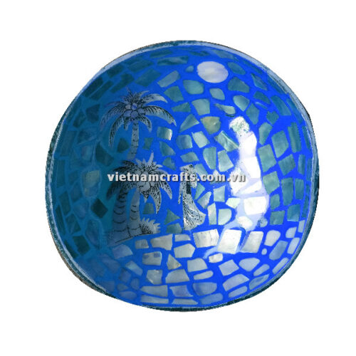 CCB93 Wholesale Eco Friendly Coconut Shell Lacquer Bowls Natural Serving Bowl Coconut Shell Supplier Vietnam Manufacture Blue