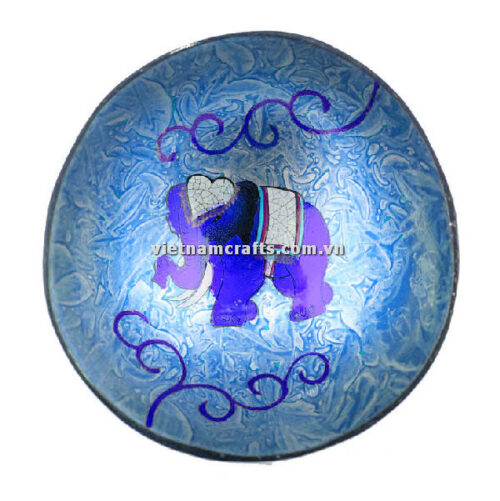 CCB98 Wholesale Eco Friendly Coconut Shell Lacquer Bowls Natural Serving Bowl Coconut Shell Supplier Vietnam Manufacture Blue