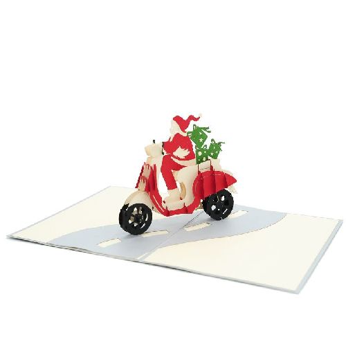 CM33 Buy Wholesale Retail 3d Pop Up Greeting Cards 3d Foldable Customize Christmas Pop Up Card Santa on Vespa Noel (1)