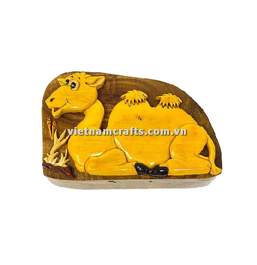 Intarsia wood art wholesale Secret Wooden puzzle box manufacture Handcrafted wooden supplier made in Vietnam Camel Puzzle Box (1)