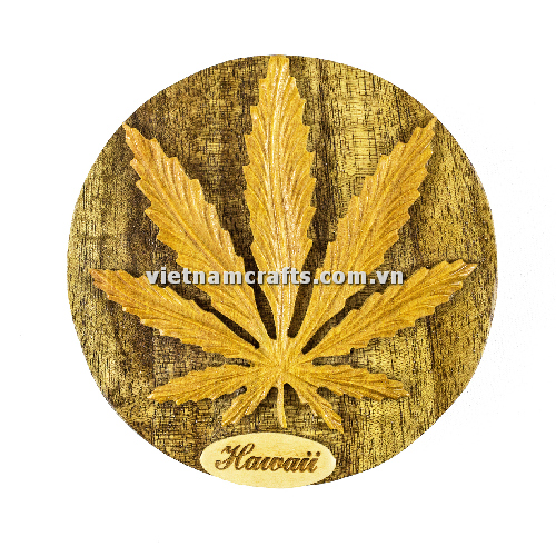 Intarsia wood art wholesale Secret Wooden puzzle box manufacture Handcrafted wooden supplier made in Vietnam Cannabis Leaf