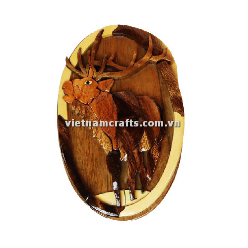 Intarsia wood art wholesale Secret Wooden puzzle box manufacture Handcrafted wooden supplier made in Vietnam Deer A Puzzle Box