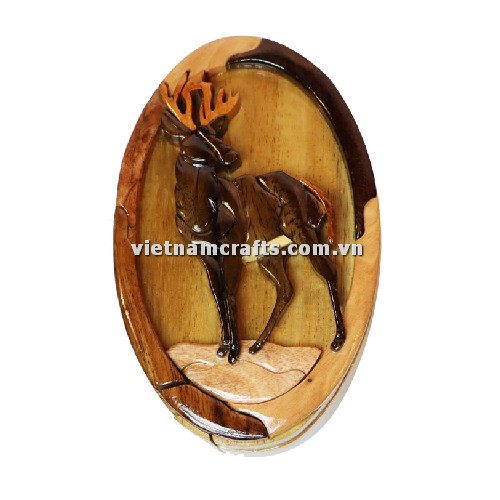 Intarsia wood art wholesale Secret Wooden puzzle box manufacture Handcrafted wooden supplier made in Vietnam Deer Puzzle Box