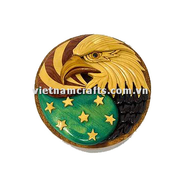 Intarsia wood art wholesale Secret Wooden puzzle box manufacture Handcrafted wooden supplier made in Vietnam Eagle Head with Color Puzzle Box (1)