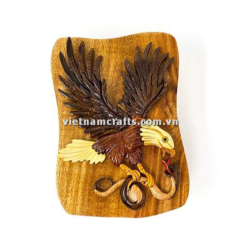 Intarsia wood art wholesale Secret Wooden puzzle box manufacture Handcrafted wooden supplier made in Vietnam Eagle with Snake Puzzle Box
