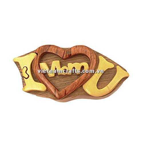 Intarsia wood art wholesale Secret Wooden puzzle box manufacture Handcrafted wooden supplier made in Vietnam I love mom (2)