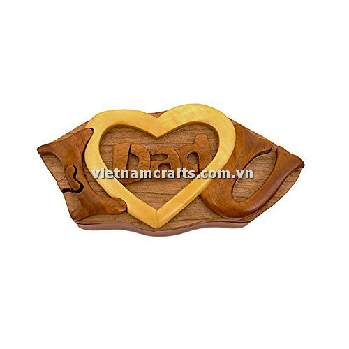 Intarsia wood art wholesale Secret Wooden puzzle box manufacture Handcrafted wooden supplier made in Vietnam I love you dad (3)