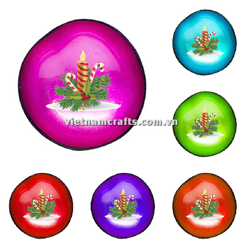 CCB140 Wholesale Eco Friendly Noel Coconut Shell Lacquered Bowls Natural Christmas Serving Bowl Coconut Shell Supplier Vietnam Manufacture A