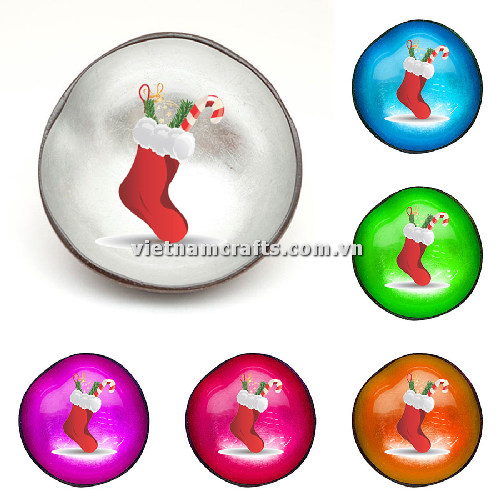 CCB144 Wholesale Eco Friendly Noel Coconut Shell Lacquered Bowls Natural Christmas Serving Bowl Coconut Shell Supplier Vietnam Manufacture A
