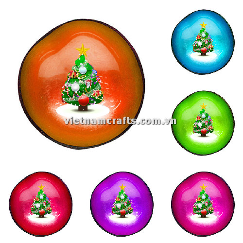 CCB149 Wholesale Eco Friendly Noel Coconut Shell Lacquered Bowls Natural Christmas Serving Bowl Coconut Shell Supplier Vietnam Manufacture A