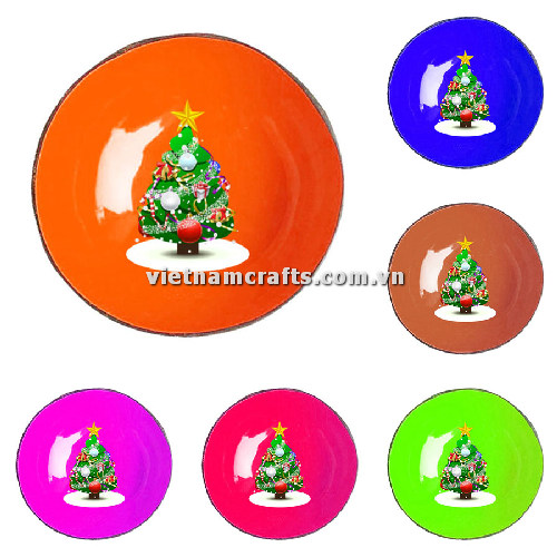 CCB149A Wholesale Eco Friendly Noel Coconut Shell Lacquered Bowls Natural Christmas Serving Bowl Coconut Shell Supplier Vietnam Manufacture A