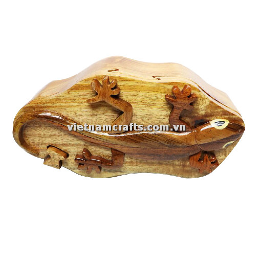 Intarsia wood art wholesale Secret Wooden puzzle box manufacture Handcrafted wooden supplier made in Vietnam Gecko Puzzle Box