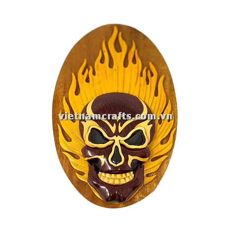 Intarsia wood art wholesale Secret Wooden puzzle box manufacture Handcrafted wooden supplier made in Vietnam Ghost Skull Head Puzzle Box