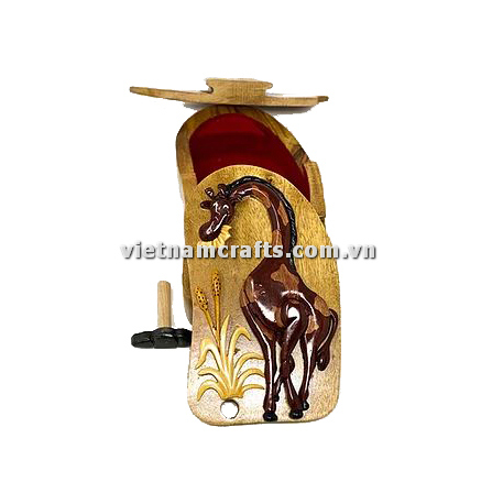 Intarsia wood art wholesale Secret Wooden puzzle box manufacture Handcrafted wooden supplier made in Vietnam Giraffe Puzzle Box (2)