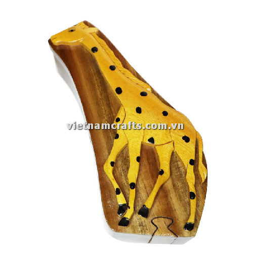 Intarsia wood art wholesale Secret Wooden puzzle box manufacture Handcrafted wooden supplier made in Vietnam Giraffe Puzzle Box