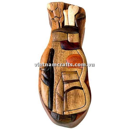 Intarsia wood art wholesale Secret Wooden puzzle box manufacture Handcrafted wooden supplier made in Vietnam Golf Bag