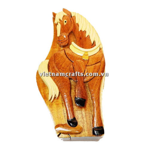 Intarsia wood art wholesale Secret Wooden puzzle box manufacture Handcrafted wooden supplier made in Vietnam Horse A Puzzle Box