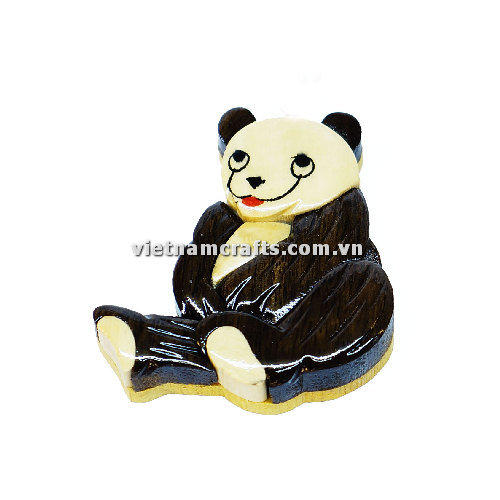 Vietnamcrafts Wholesale Intarsia Wooden Ornament Magnet Wood Carved Handmade Christmas Tree Decor Scroll Saw Holiday 03 Panda