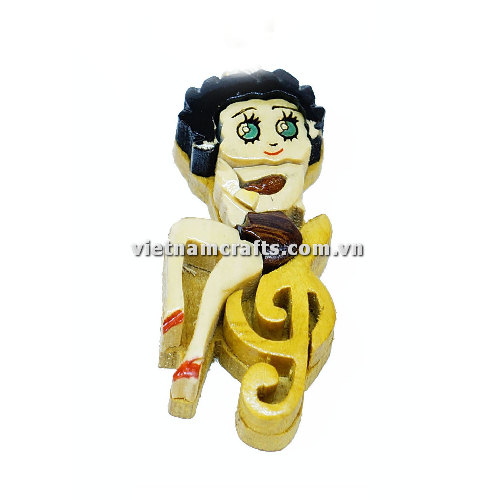 Vietnamcrafts Wholesale Intarsia Wooden Ornament Magnet Wood Carved Handmade Christmas Tree Decor Scroll Saw Holiday 12 Betty Boop