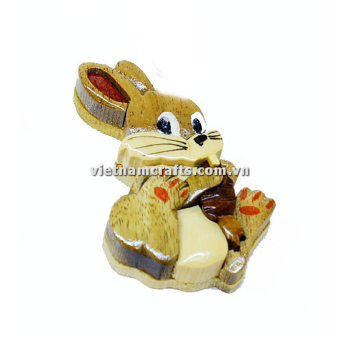 Vietnamcrafts Wholesale Intarsia Wooden Ornament Magnet Wood Carved Handmade Christmas Tree Decor Scroll Saw Holiday 30 Rabbit