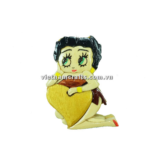 Vietnamcrafts Wholesale Intarsia Wooden Ornament Magnet Wood Carved Handmade Christmas Tree Decor Scroll Saw Holiday 31 Betty Boop