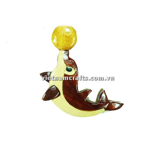 Vietnamcrafts Wholesale Intarsia Wooden Ornament Magnet Wood Carved Handmade Christmas Tree Decor Scroll Saw Holiday 42 Dolphin