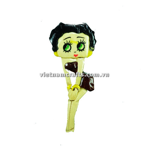 Vietnamcrafts Wholesale Intarsia Wooden Ornament Magnet Wood Carved Handmade Christmas Tree Decor Scroll Saw Holiday 53 Betty Boop