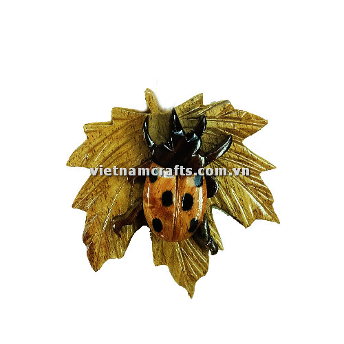 Vietnamcrafts Wholesale Intarsia Wooden Ornament Magnet Wood Carved Handmade Christmas Tree Decor Scroll Saw Holiday 55 Lady Bug