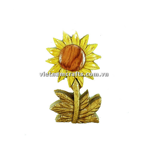 Vietnamcrafts Wholesale Intarsia Wooden Ornament Magnet Wood Carved Handmade Christmas Tree Decor Scroll Saw Holiday 57 Sunflower