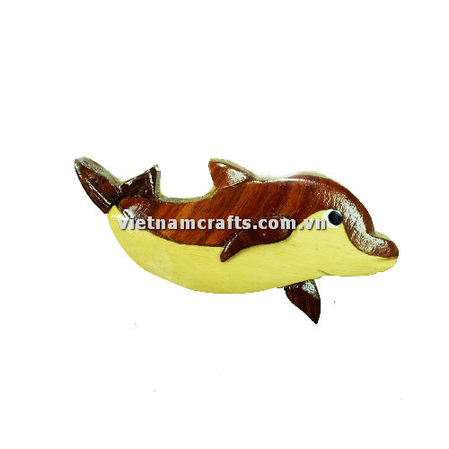 Vietnamcrafts Wholesale Intarsia Wooden Ornament Magnet Wood Carved Handmade Christmas Tree Decor Scroll Saw Holiday 58 Dolphin